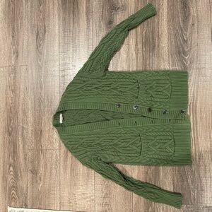 J. Crew Olive Cable Knit Cardigan